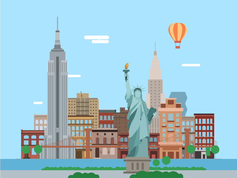 Illustration with New York.