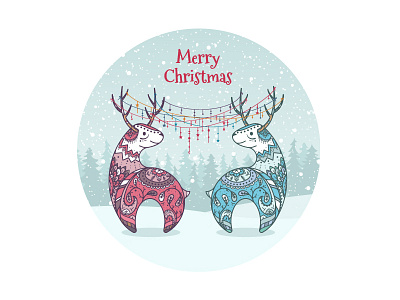 Deer christmas deer festive illustration ornament snow totem winter forest winter
