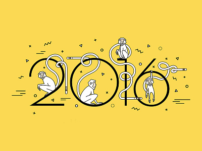 Monkey 2016 2016 animal black celebration holiday illustration line monkey new white year yellow