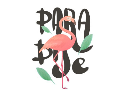 Paradise for flamingos african beauty bird cartoon drawing exotic flamingo pink summer tropical vector wild