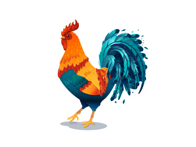 Rooster animal bird character chinese calendar fowl home illustration rooster village