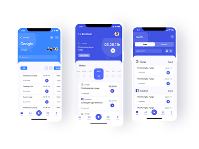 Mobile App - Task Manager And Time Tracker iphone app mobile app mobile app design mobile ui task manager teamwork time tracker ui