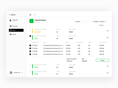 Dashboard - Orders list cart dasboard merchant merchant panel orders saas sales sales dashboard