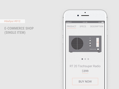 Daily UI #012 - E-Commerce Shop (Single Item) + Figma Freebie 012 app braun dailyui dieter rams e commerce figma mobile mobileui online shop products radio