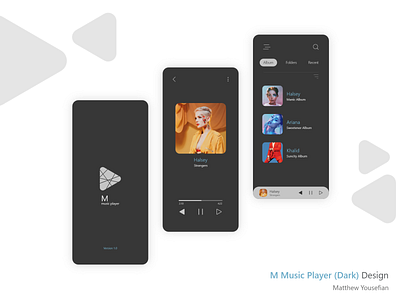 Music Player 2020 2020 trend clean concept dark dark mode dark ui m minimal minimalist mobile music app music player new trend ui uiux ux ux ui uxui