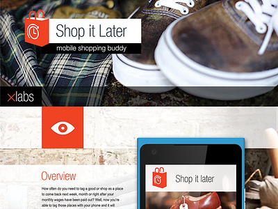 Shop it later application landing page