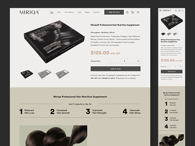 Miriqa E-Commerce Website | Hair Product Page design ecommerce ui ui design web web design