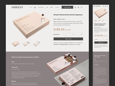 Miriqa E-Commerce Website | Skin Product Page design ecommerce ui ui design web web design