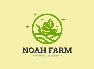 Noah Farm Logo branding design farm farmer green icon illustration leaf logo noah ship tree vector