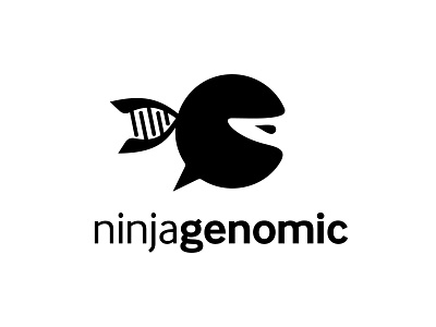 NINJA GENOMIC biology black concept design dna genomics head health helix human icon illustration logo medical negative space logo ninja sign symbol