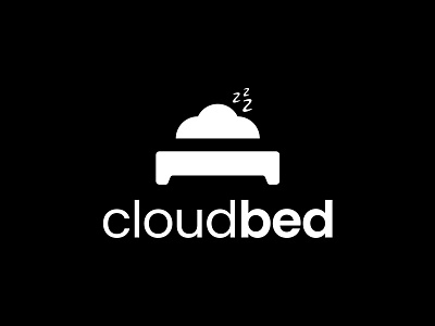 CLOUD BED bed bedding bedroom black and white cloud comfort concept design dream furniture icon illustration logo logotype negative space logo night rest sleep symbol technology