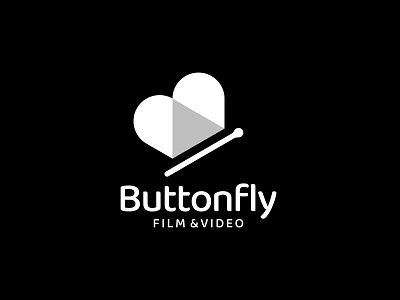 BUTTONFLY FILM AND VIDEO animal butterfly button concept design film icon illustration logo logotype music negative space logo overlapping play production sign symbol technology video