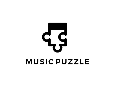 MUSIC PUZZLE concept design icon illustration logo logotype music music notes musician negative space logo pieces puzzle sign symbol technology