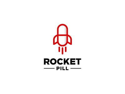 ROCKET PILL astronaut astronautics care clinic company design doctor emblem fire flight fly future futuristic galaxy graphic health logo pill rocket symbol