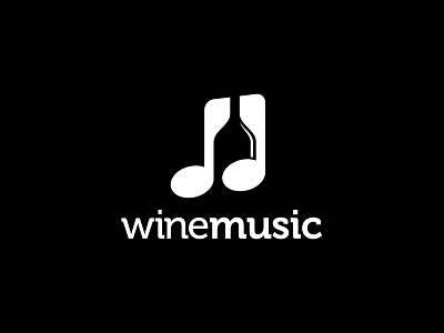 WINE MUSIC alcohol audio bar black bottle concept creative design drink logo modern music music note musical negative space sound symbol wine wine bottle winery