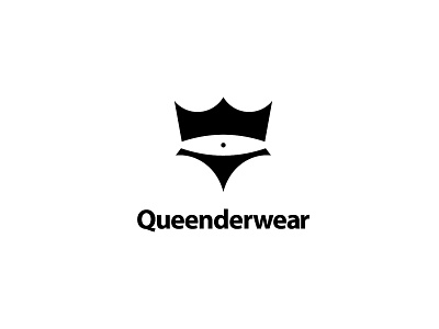 QUEENDERWEAR bikini body concept crown design female icon illustration isolated king logo negative space logo queen sign silhouette symbol underwear