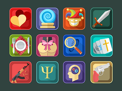 Book genres icons android detective fantasy food fortune fun icon ipad iphone love religion restaurant