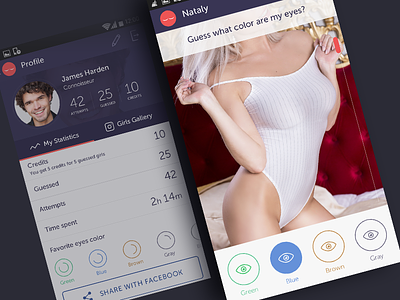 Juicy Pairs app android app boobs design eyes game gender guess icon interface ui women