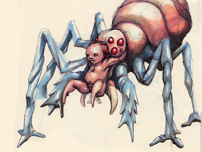 The Infaranea spider creepy illustration monster monster design scary sketch spider