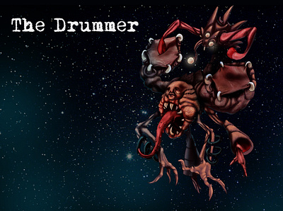 Old God Musician - Drummer concept art creepy cthulhu game art illustration lovecraft monster monster design scary
