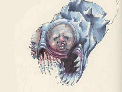 Old god parasite concept concept art creepy cthulhu game art illustration lovecraft markers monster monster design scary sketch