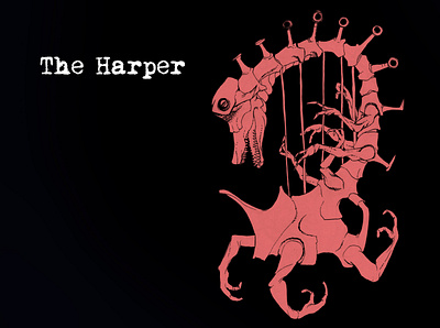 Old God Musician - Harper concept art creepy cthulhu game art illustration lovecraft monster monster design scary sketch