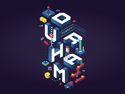 Durham Summer Party design illustration isometric typography