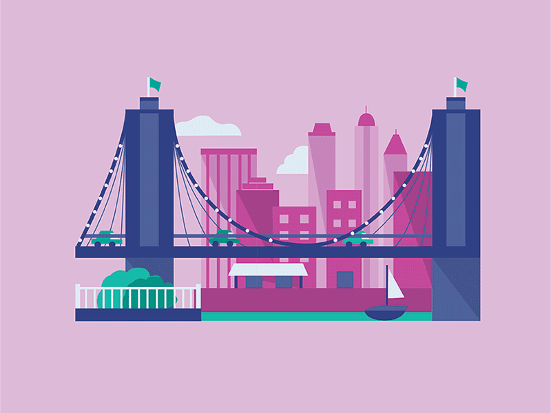 Brooklyn Bridge animation design illustration vector