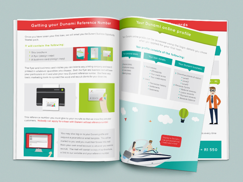 Dunami Brochure isoflow dunami brochure design illustration flat print character development