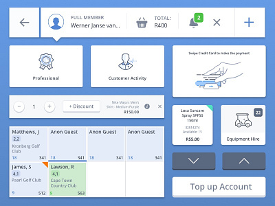 Point of sale UI elements elements golf isoflow kit point of sale pos touch touchscreen ui