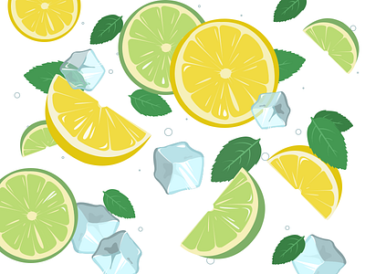 Mojito cocktail drink fresh ice illustration lemon lime mojito pattern refreshing summer vector