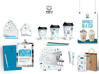 Brand Identity Design for TED'S Coffee Co. brand identity branding coffee coffee cup coffee design coffeeshop identity design illustration packaging stationery visual identity