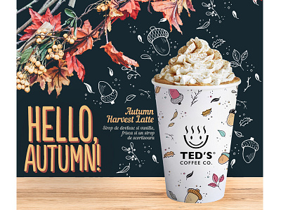 Coffeeshop poster design - Autumn special edition autumn illustration coffee branding coffee cups coffee packaging doodles branding illustration packaging illustrations