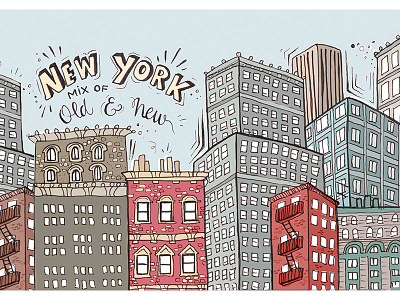 New York Illustration city doodles color palette illustration travel lettering new york new york city new york illustration nyc skyscrapers