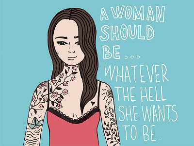 A woman should be brunette digital art doodle feminism girl illustration illustration woman tattoos womens day