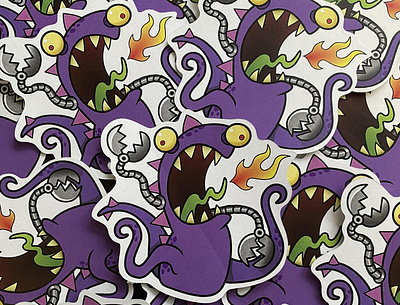 Mega Beastie Sticker Invasion back end beastie character character design color creature digital hand drawn illustration monster sauerworks sticker