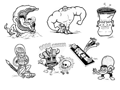 Various Illustrations character character design hand drawn handmade illustration ink