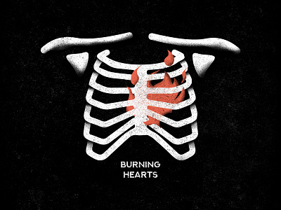 "Burning Hearts" T-Shirt Print art badge branding burn chest design flame graphic graphic design illustration logo noise shadow print design ribs tshirt design tshirts vector