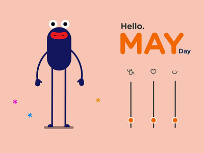 Hello MAY Day after effects animation bitfuel character dance dancer funny illustration mayday orange rhythm rigging slider summer