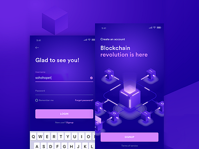 Blockchain Sign Up Snippet app blockchain cryptocurrecy design lila login purple revolution sign up snippet ui ux