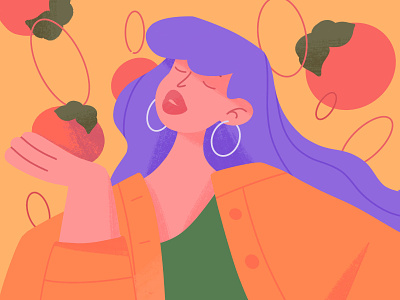 柿子女孩 illustration 人物 场景 头像 柿子 水果 设计