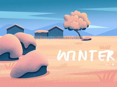冬天 illustration 冬天 植物 雪景