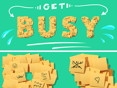 Get Busy Lettering 3d busy illustration lettering postit