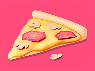 Daily model, fastfood: Pizza 3d fastfood icon design low poly model modo pizza