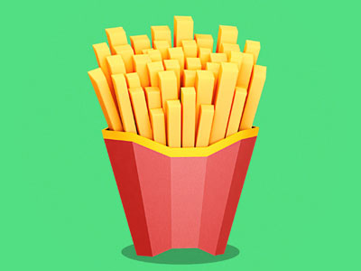 Daily model #2, fastfood: French Fries 3d fastfood french fries icon design illustration low poly model pommes frites subdiv