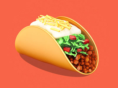 Daily model #5, fastfood: Taco 3d 3dmodel fastfood icon design illustration lowpoly modo rendering taco