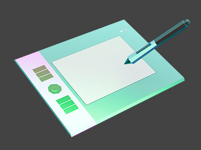 Daily model #8, Designers Tools: Graphic tablet 3d 3d model graphic graphic tablet icon design illustration low poly wacom