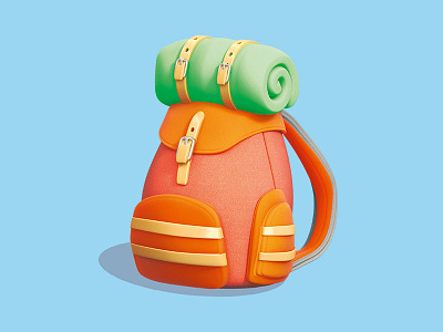 Adventure Backpack - Holiday month 1/366 3d 3d illustration adventure aida backpack cgi holiday icon design illustration item modeling rendering