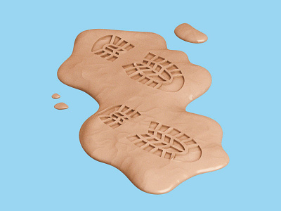 Muddy footprints - Holiday month 3/366 3d 3d illustration adventure aida cgi footprints holiday icon design illustration item modeling rendering