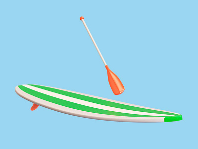 Paddle board - Holiday month 7/366 3d 3d illustration adventure aida cgi holiday icon design illustration item modeling paddle board rendering
